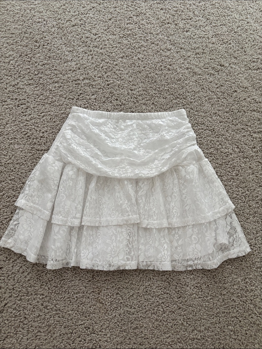 Shein White Lace Tiered Skirt